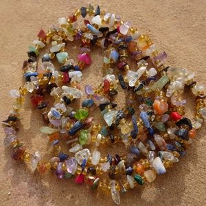 Unique Long Layering Strand Gemstone Beaded Colorful Earthy Boho Hippie Necklace
